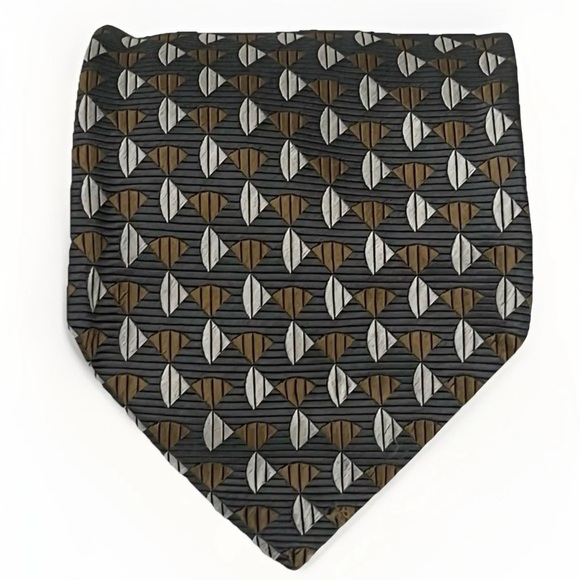 Claiborne Other - Claiborne 100% Silk Designer Tie Gray Geometric Business‎ Casual Retro Necktie